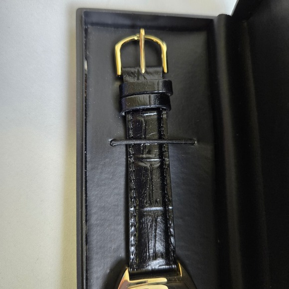 Gossip Ladies Quartz Gold Tone Watch, Black Genuine Leather Strap, GSP545A, New - Picture 4 of 9